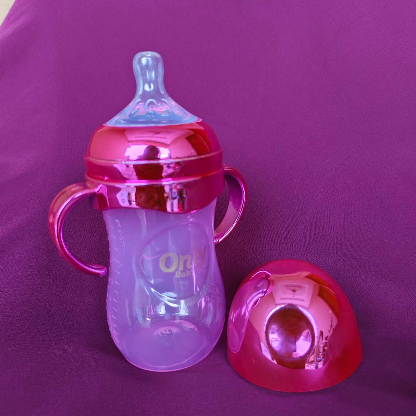 kidsessentials baby feeder wide neck shinny magenta plastic only 260ml PF4M