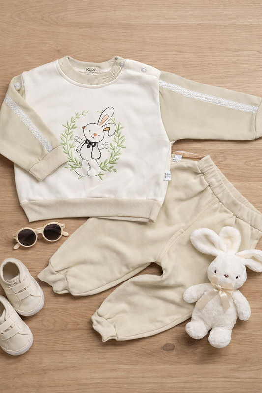 Warm Baby Outfit – Two-Piece Set (Rabbit Design)