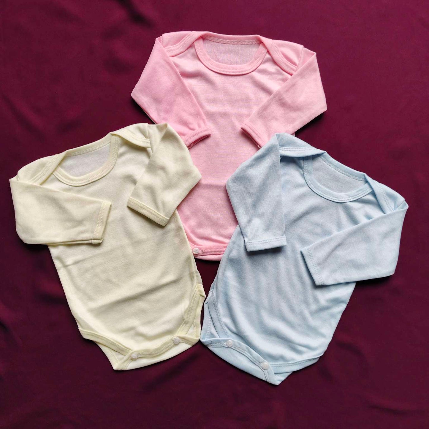 Pack of 3 Baby Bodysuits – Soft Cotton Rompers in Small, Medium & Large Sizes
