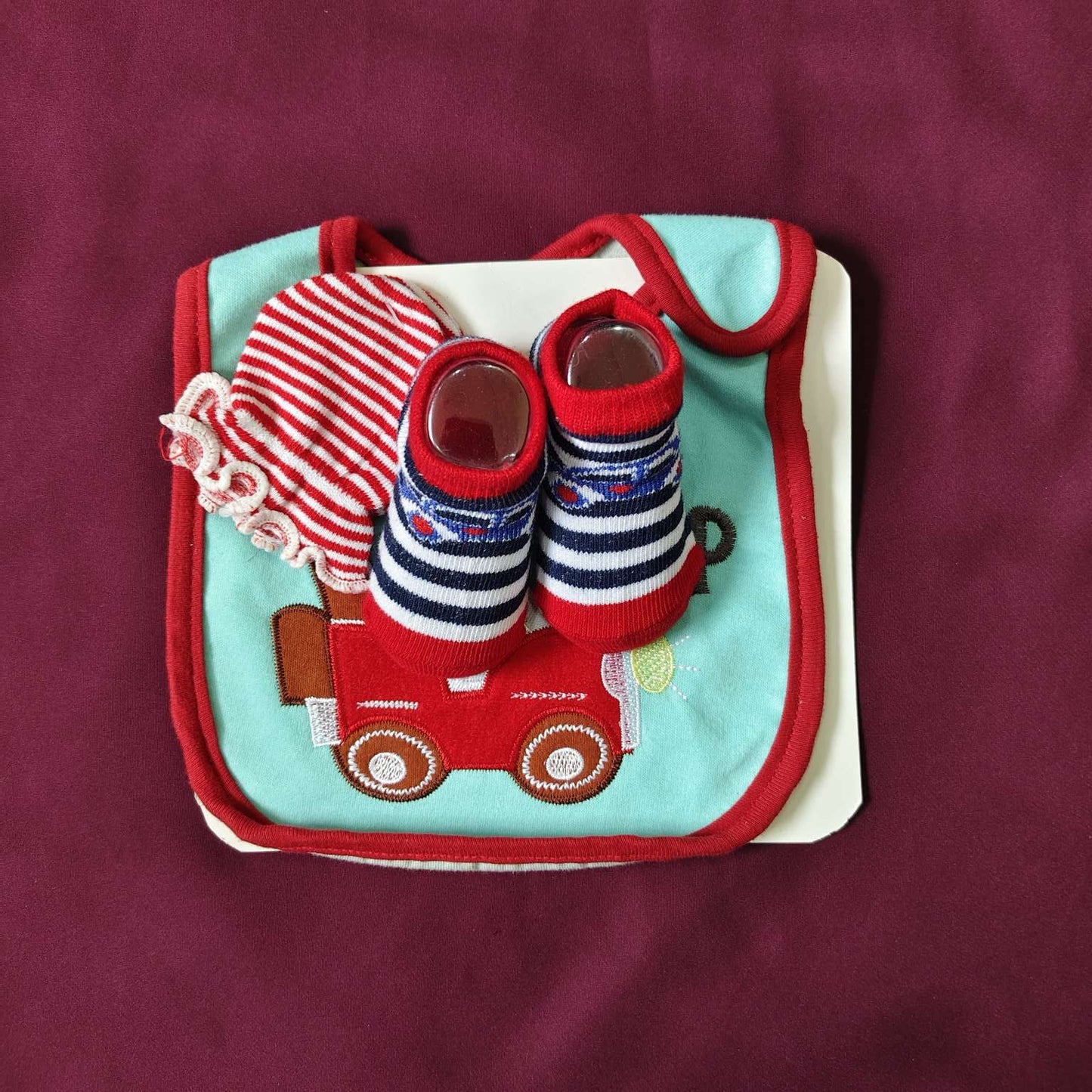 Bib, Booties & Mittens