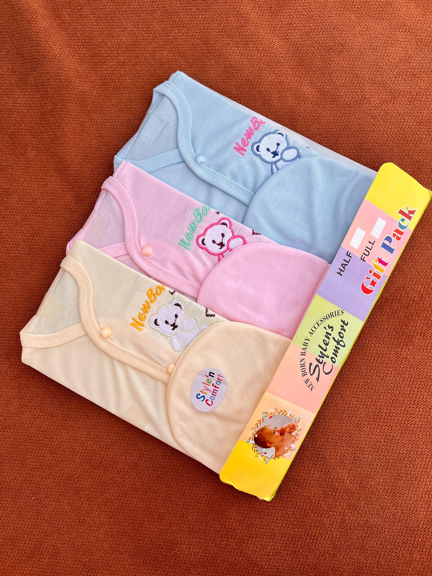 Pack of 3 Summer Jabla Dress for Newborn Baby – Soft Cotton Set