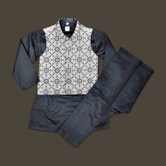 3-Piece Kurta Waistcoat Trouser Set