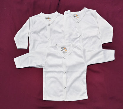 Imported Full Sleeves Button Vest – White