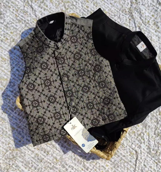 3-Piece Kurta Waistcoat Trouser Set