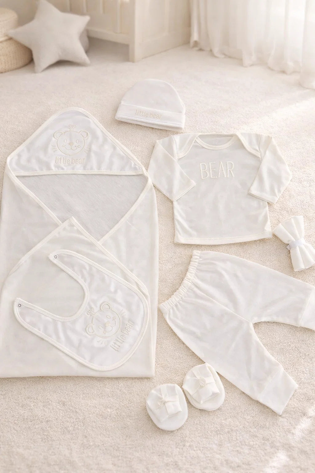 10 Pieces Newborn Baby Starter Set – 100% Cotton Summer Gift Set