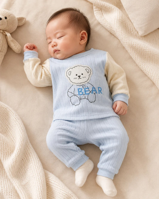 2-Piece Baby Outfit – Cute Bear Shirt & Trouser Set