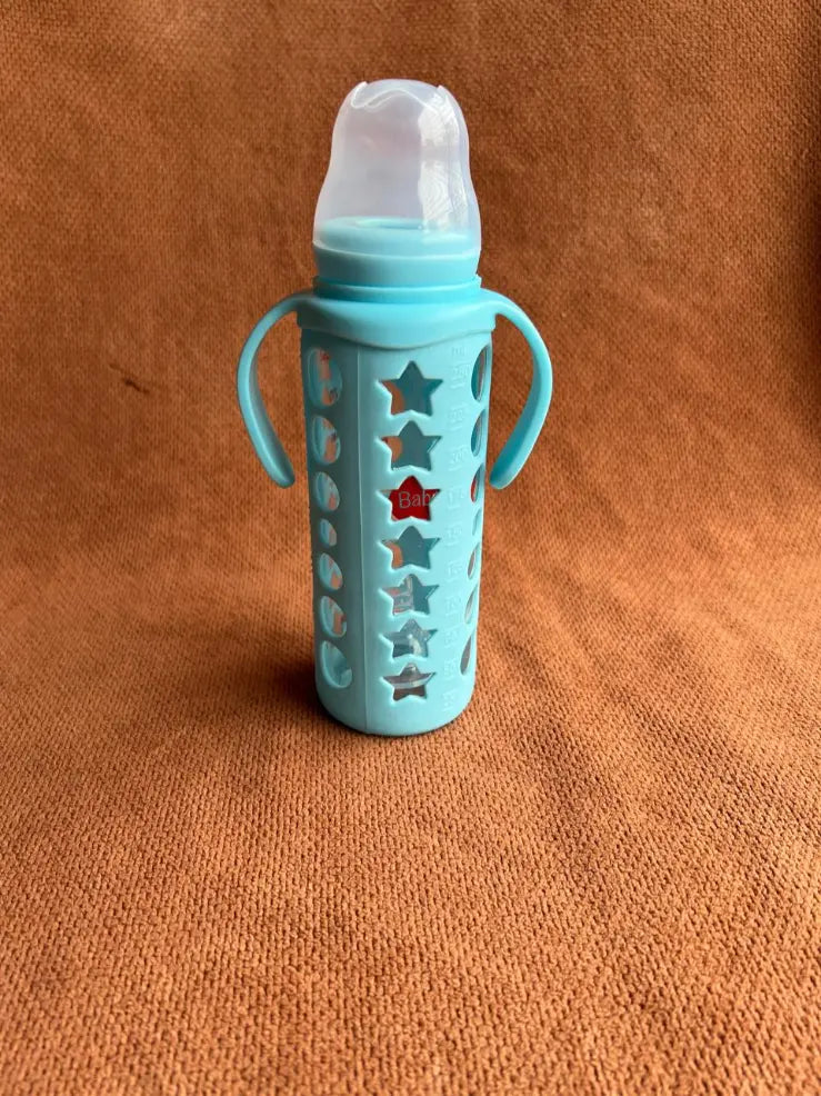 240ml Glass Baby Feeding Bottle with Handles | BPA-Free