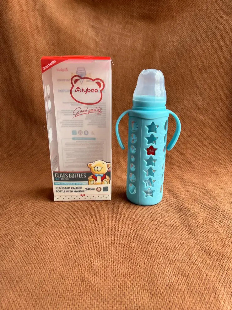 240ml Glass Baby Feeding Bottle with Handles | BPA-Free