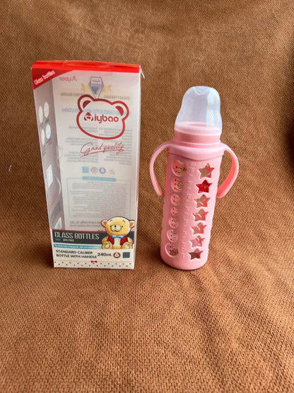 240ml Glass Baby Feeding Bottle with Handles | BPA-Free