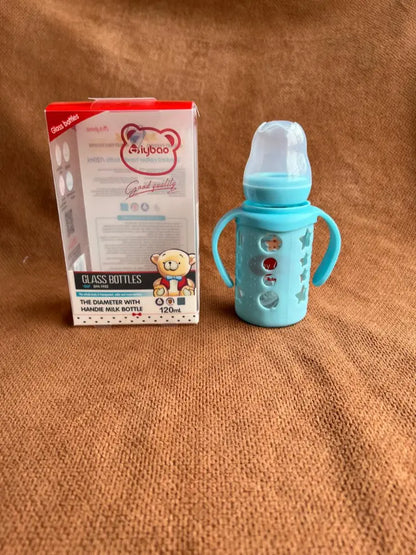 120ml Glass Baby Feeding Bottle with Handles | BPA-Free