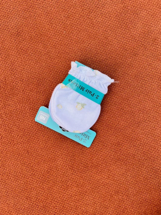 2 Pairs of Soft Cotton Mittens — Gentle Comfort for Tiny Hands
