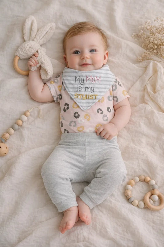 3-Piece Baby Outfit Set – Bodysuit, Trouser & Bib