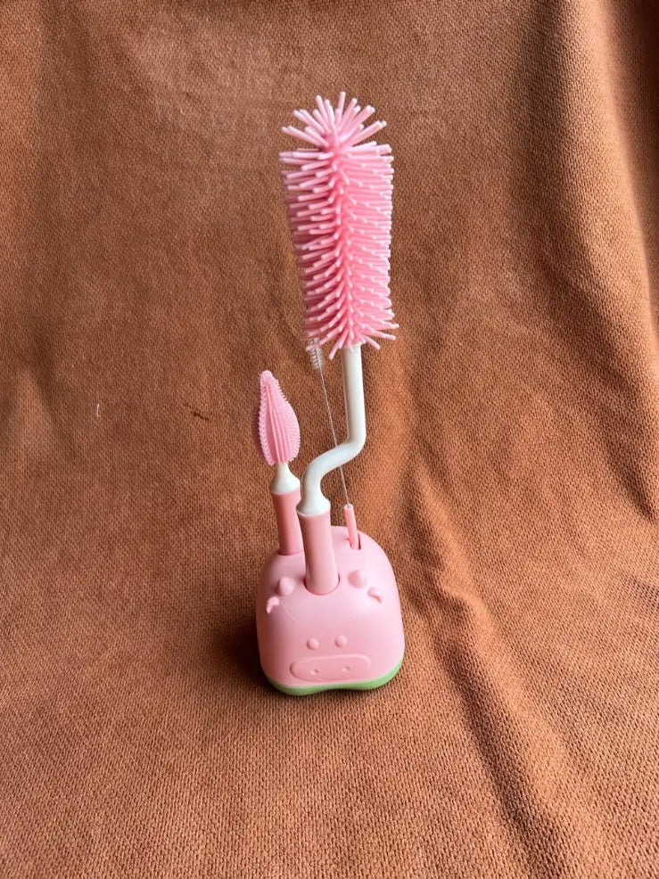 3-in-1 Baby Bottle Cleaning Brush Set with Stand