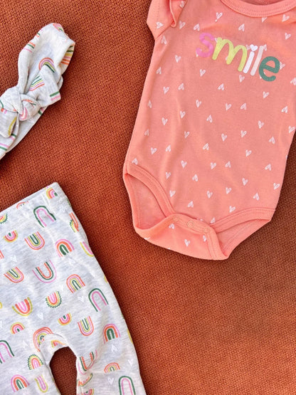 Baby Girl 3 Pcs Summer Cotton Set – Smile