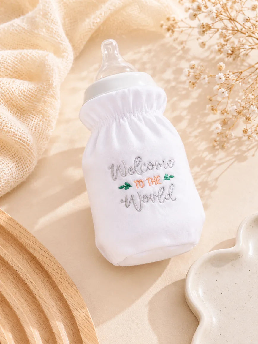 Baby Feeder Cover – Soft Cotton Bottle Cover "welcome to the world"