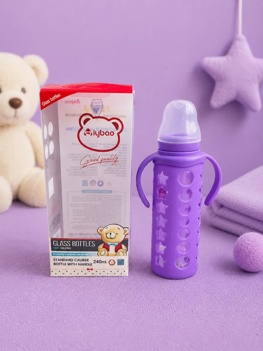 240ml Glass Baby Feeding Bottle with Handles | BPA-Free
