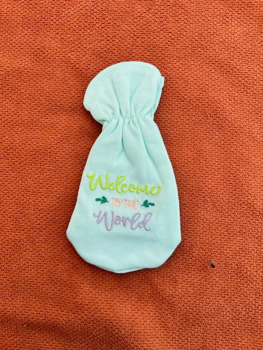 Baby Feeder Cover – Soft Cotton Bottle Cover "welcome to the world"