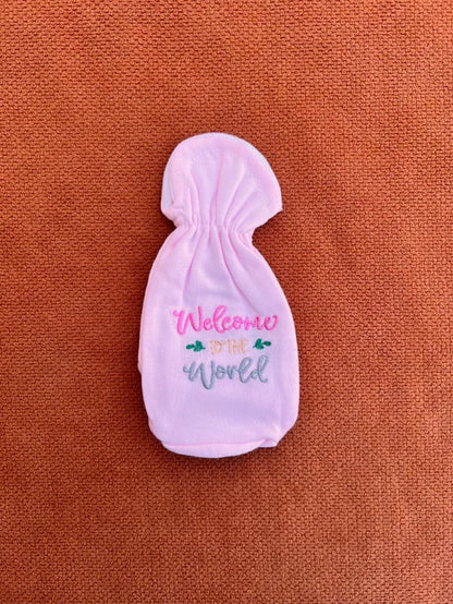 Baby Feeder Cover – Soft Cotton Bottle Cover "welcome to the world"