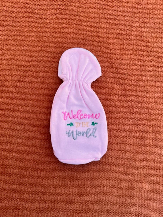 Baby Feeder Cover – Soft Cotton Bottle Cover "welcome to the world"