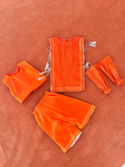 Baby Girl Fancy Summer Outfit Set – Soft Stylish 4 Pcs Dress Set