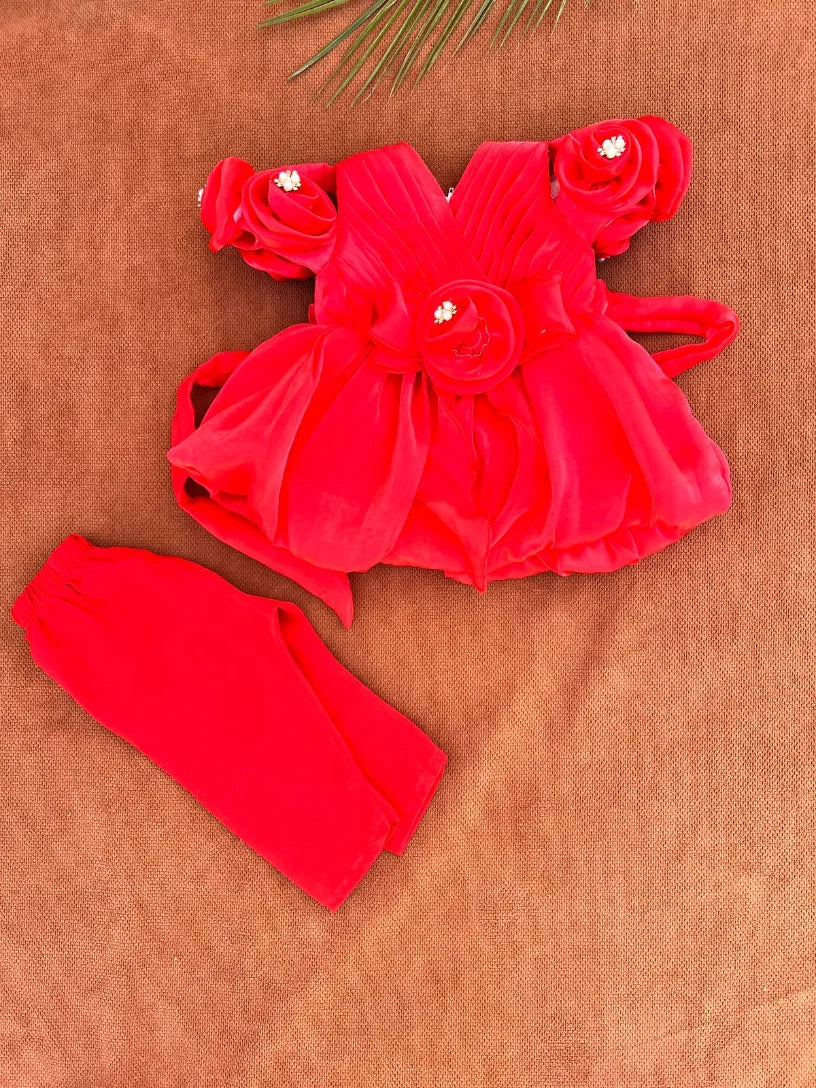 Baby Girl Festival Dress with Trouser – Floral Outfit