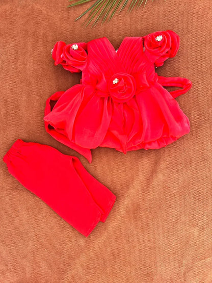 Baby Girl Festival Dress with Trouser – Floral Outfit