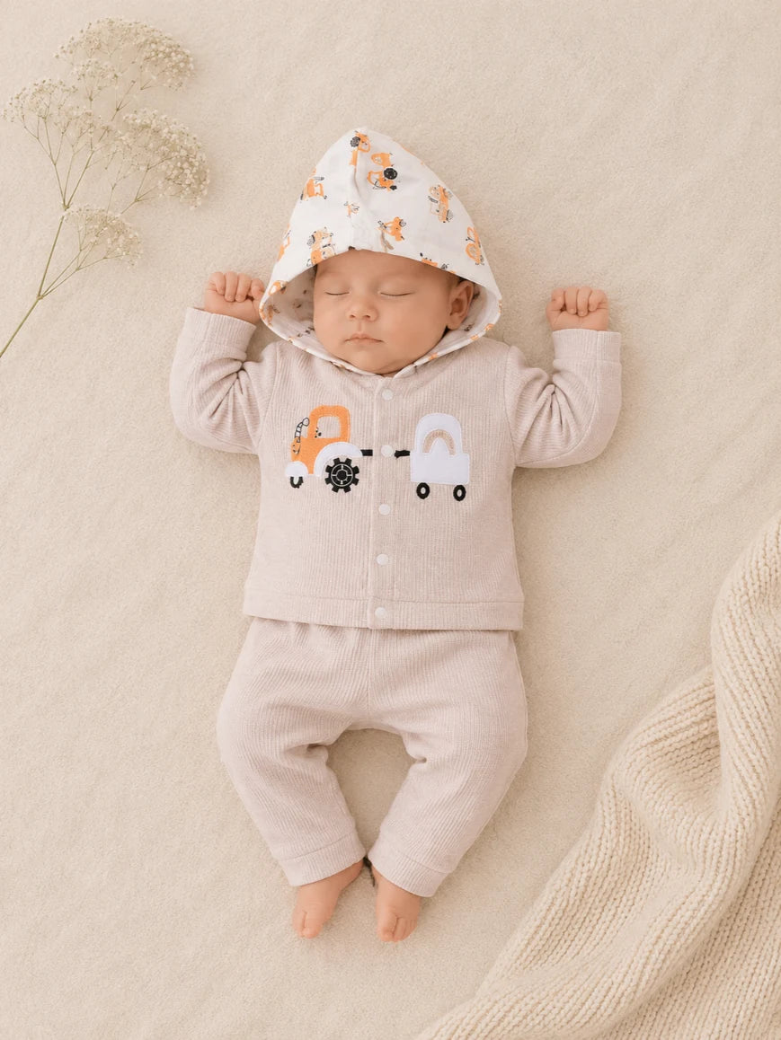 Newborn Summer Waffle Hoodie & Bodysuit Set – Soft & Breathable Outfit