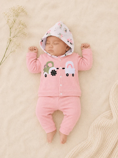 Newborn Summer Waffle Hoodie & Bodysuit Set – Soft & Breathable Outfit