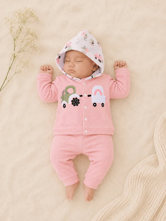 Newborn Summer Waffle Hoodie & Bodysuit Set – Soft & Breathable Outfit