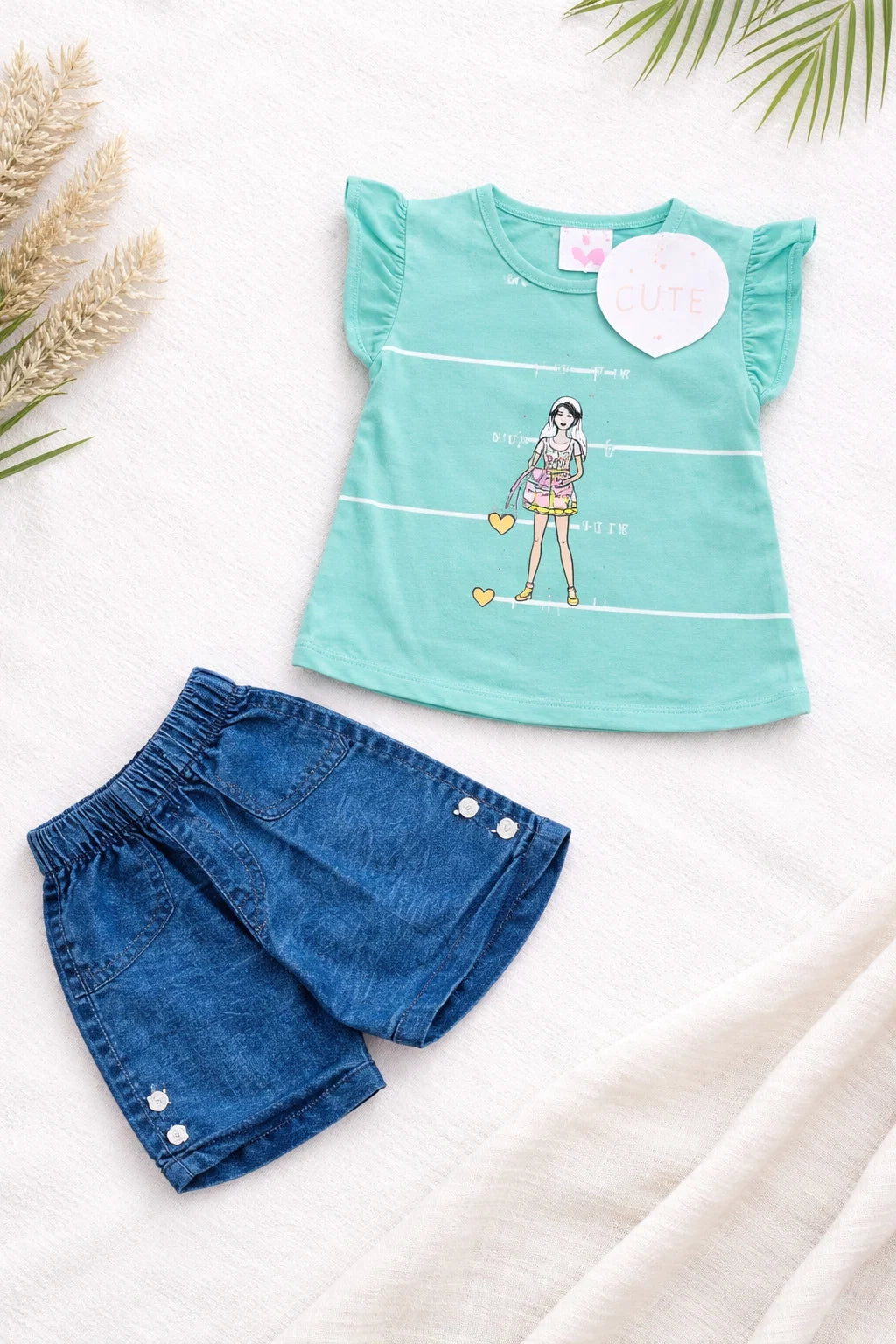 Baby Girl Summer T-Shirt & Shorts Set | Soft Cotton