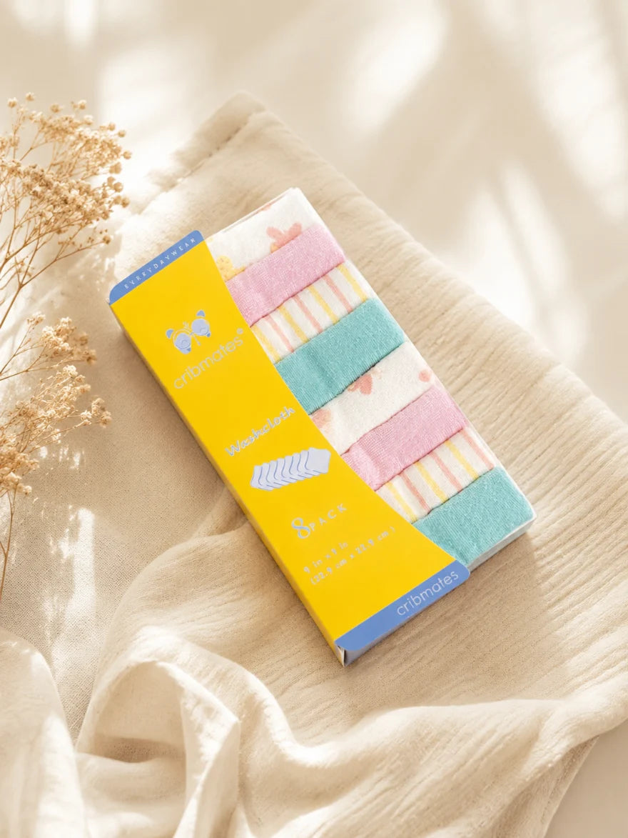 Baby Face Towel Pack of 8 | Soft Baby Washcloths