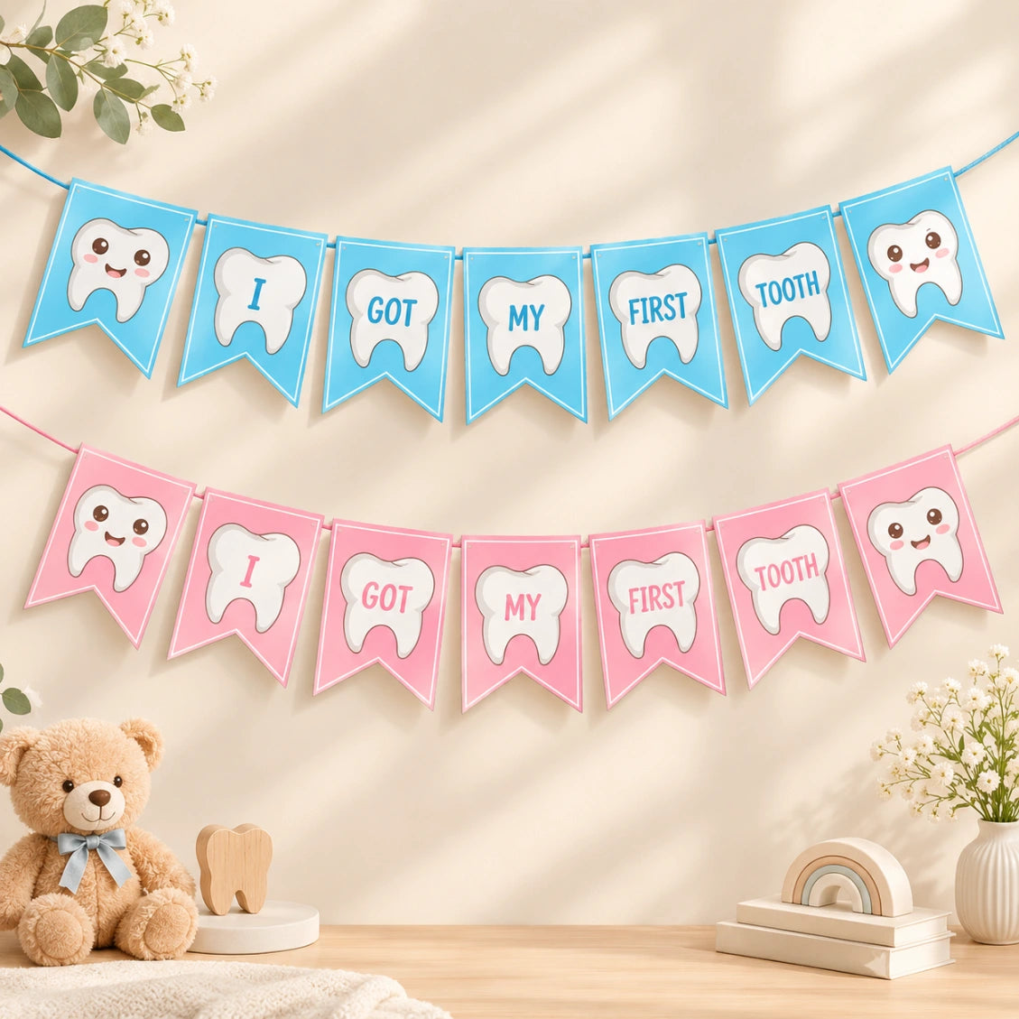 Baby First Tooth Birthday Banner - I Got My First Tooth Design