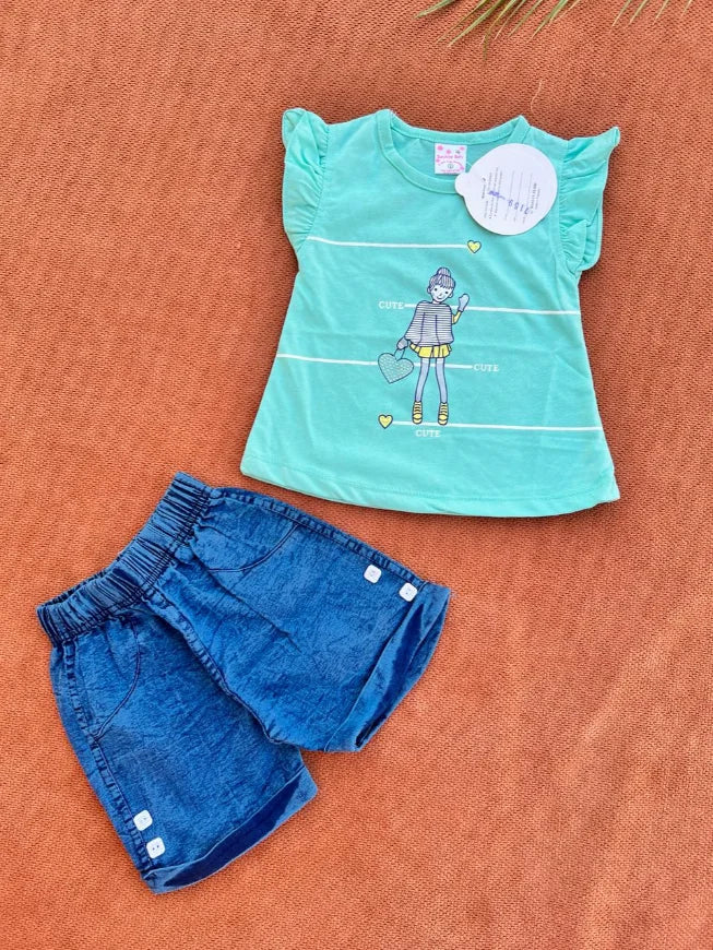 Baby Girl Summer T-Shirt & Shorts Set | Soft Cotton