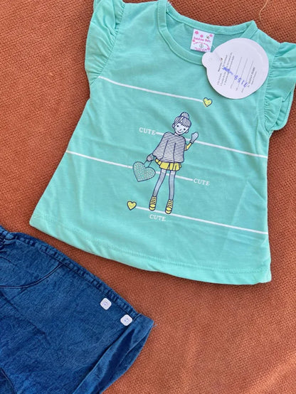 Baby Girl Summer T-Shirt & Shorts Set | Soft Cotton