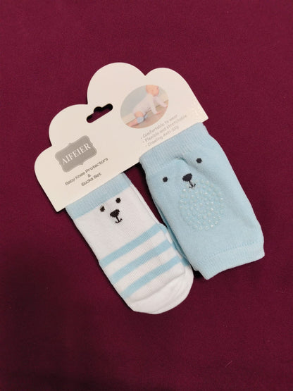 Baby Knee Pad Protectors and Socks Set | Soft & Breathable