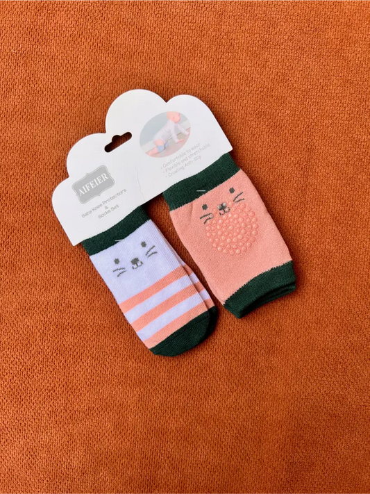 Baby Knee Pad Protectors and Socks Set | Soft & Breathable