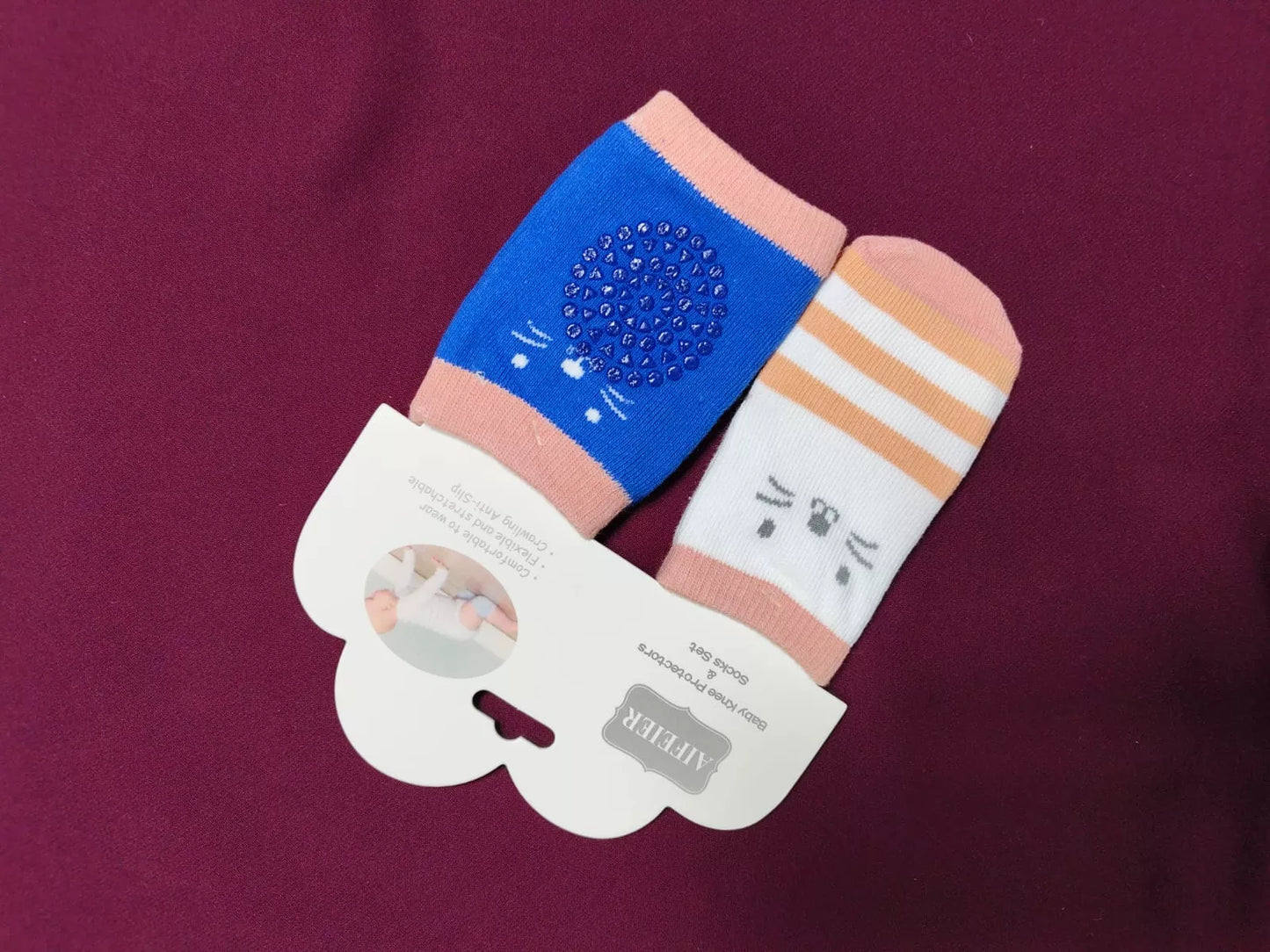 Baby Knee Pad Protectors and Socks Set | Soft & Breathable