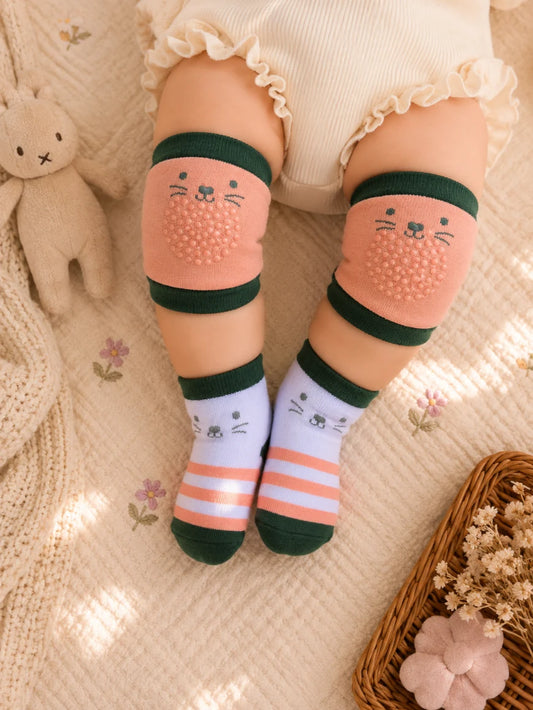 Baby Knee Pad Protectors and Socks Set | Soft & Breathable