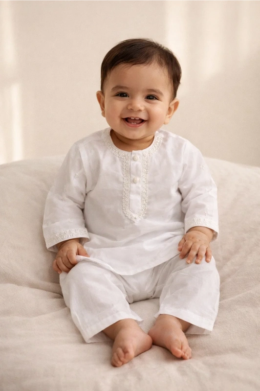 Baby Kurta Pajama Set – Soft Cotton with Embroidery