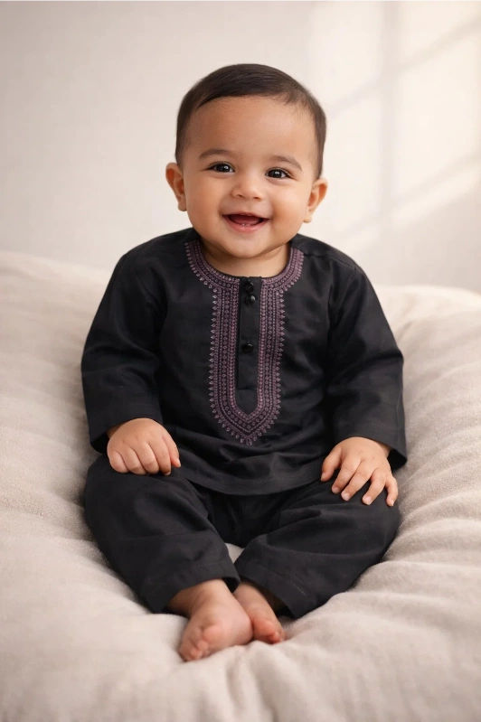 Baby Kurta Pajama Set – Soft Cotton with Embroidery