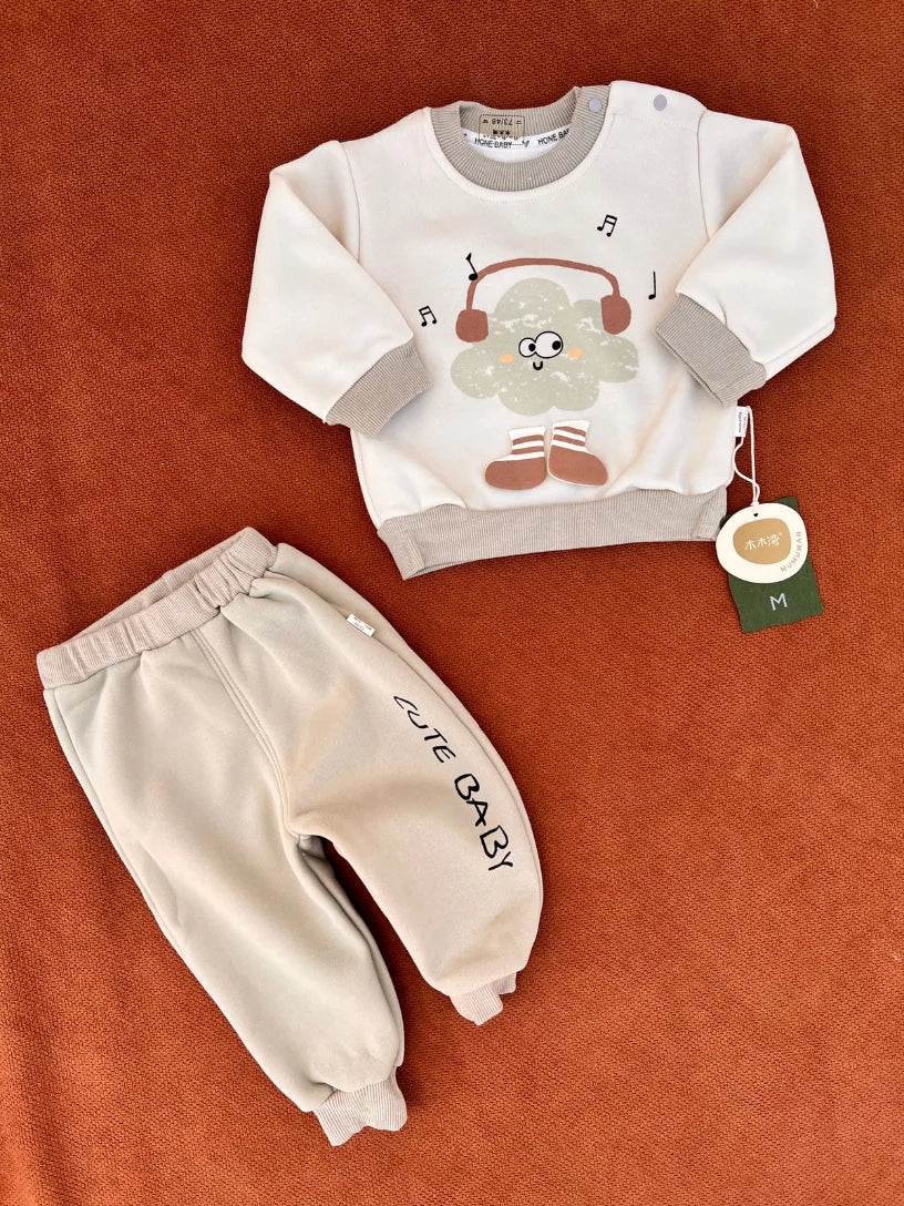 Imported Two-Piece Baby Clothing Set – Warm Double Fabric Outfit