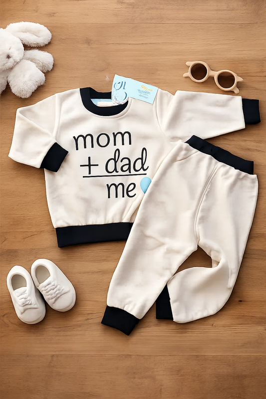 Baby Winter Suit – Soft Sweatshirt & Trouser Set (Mom + Dad = Me)