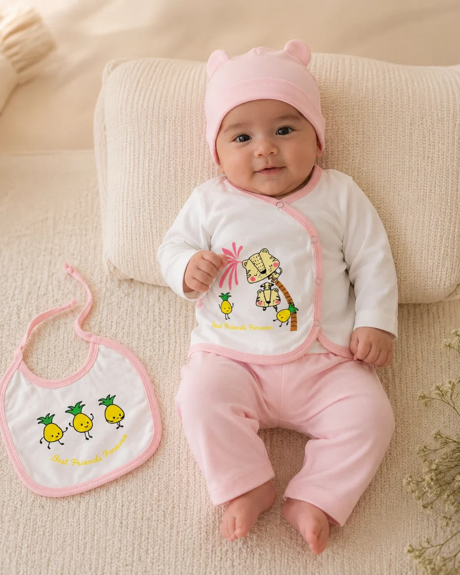 Newborn Baby 4 Piece Outfit Set – "Best Friends Forever" printed