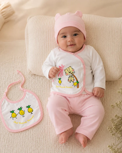 Newborn Baby 4 Piece Outfit Set – "Best Friends Forever" printed