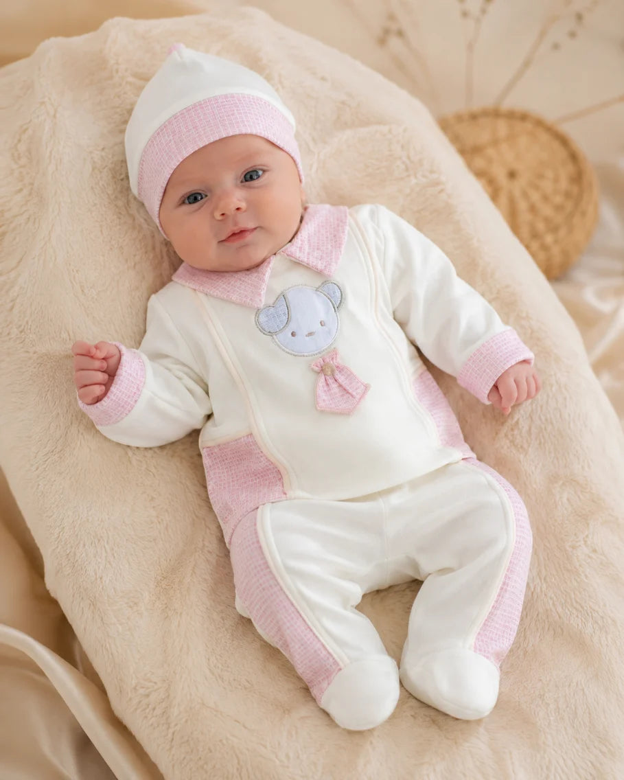 Tiny Teddy Collar Baby 3 Piece Set | Newborn Outfit