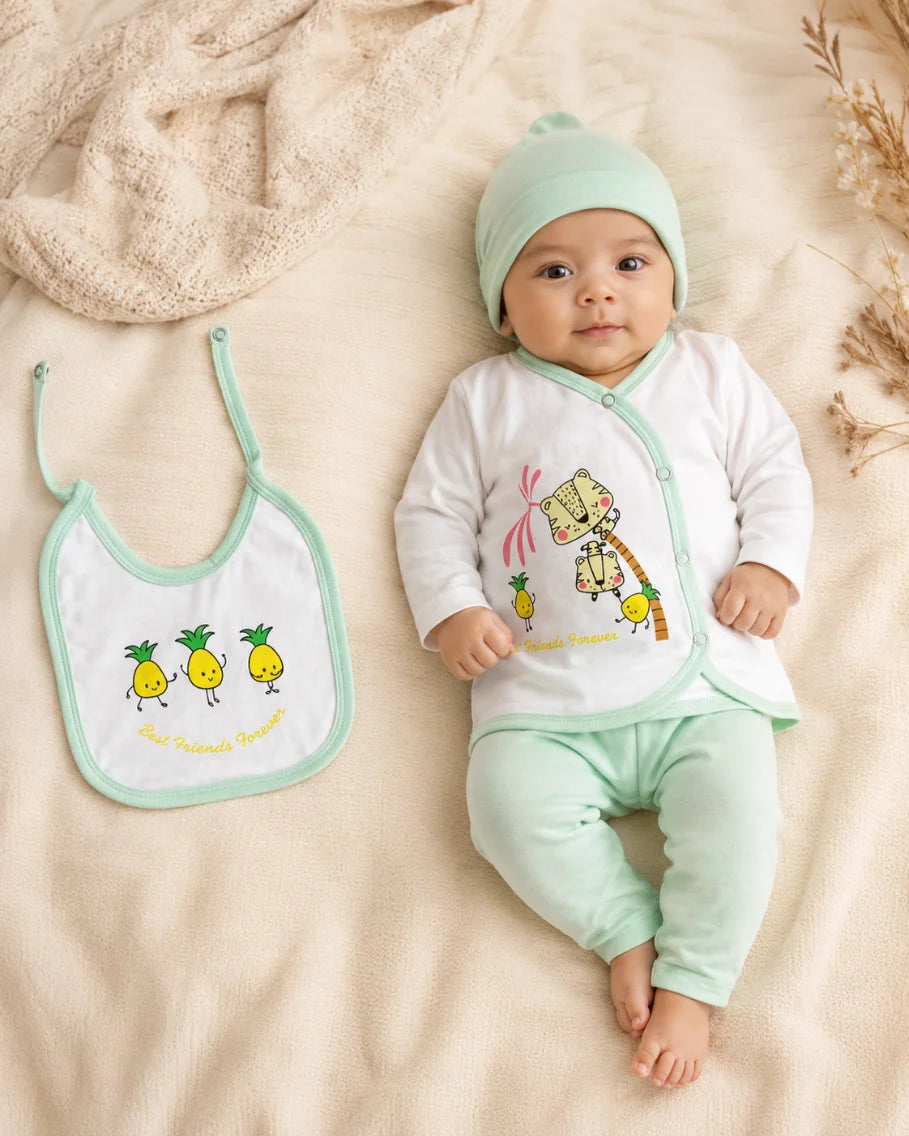 Newborn Baby 4 Piece Outfit Set – "Best Friends Forever" printed