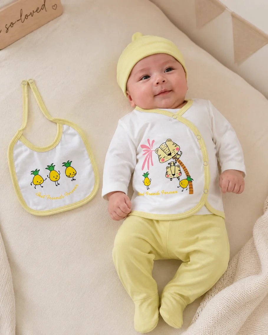 Newborn Baby 4 Piece Outfit Set – "Best Friends Forever" printed