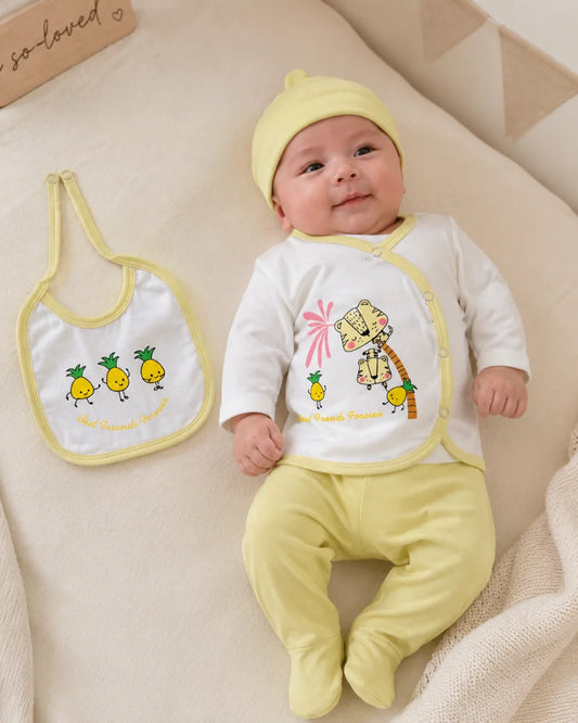 Newborn Baby 4 Piece Outfit Set – "Best Friends Forever" printed