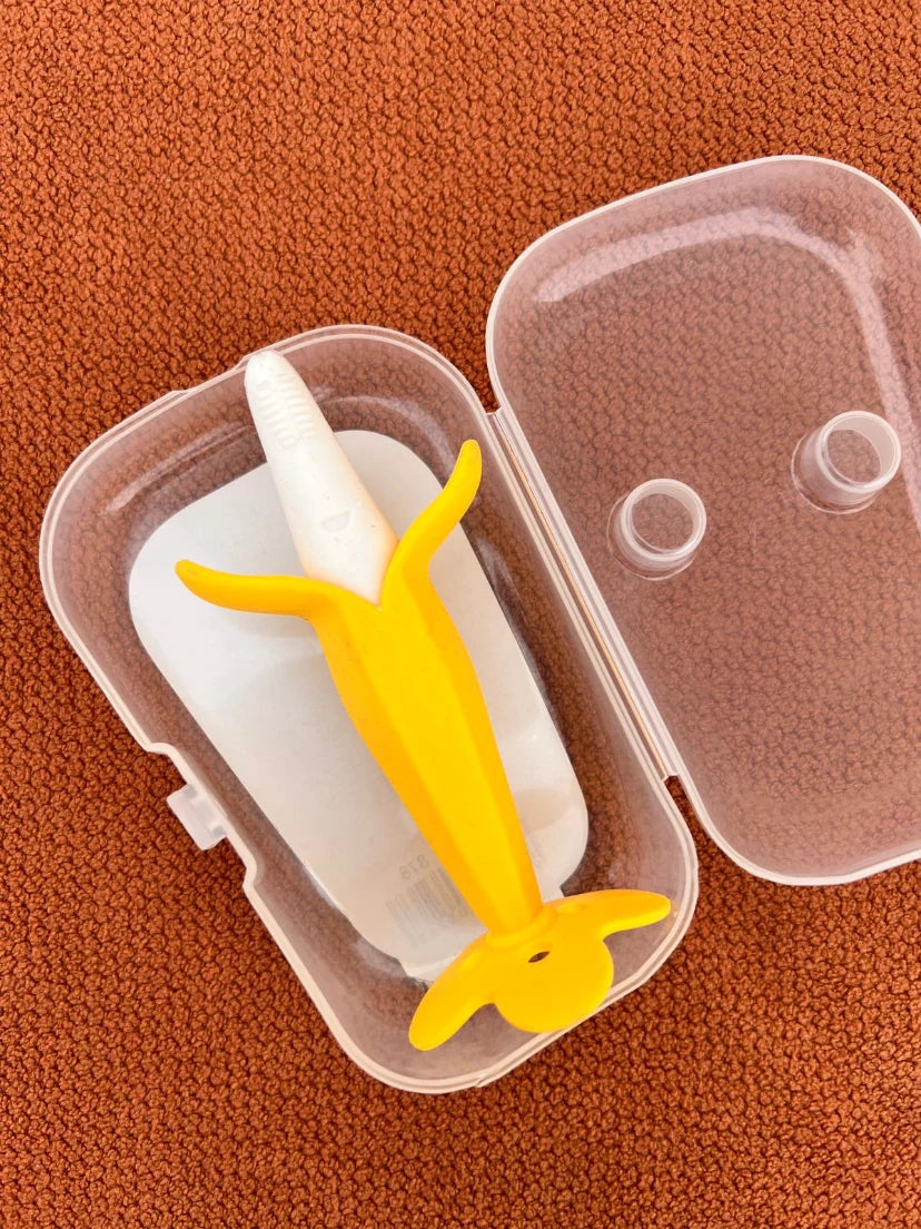 Banana Shape Baby Training Toothbrush & Teether with Case