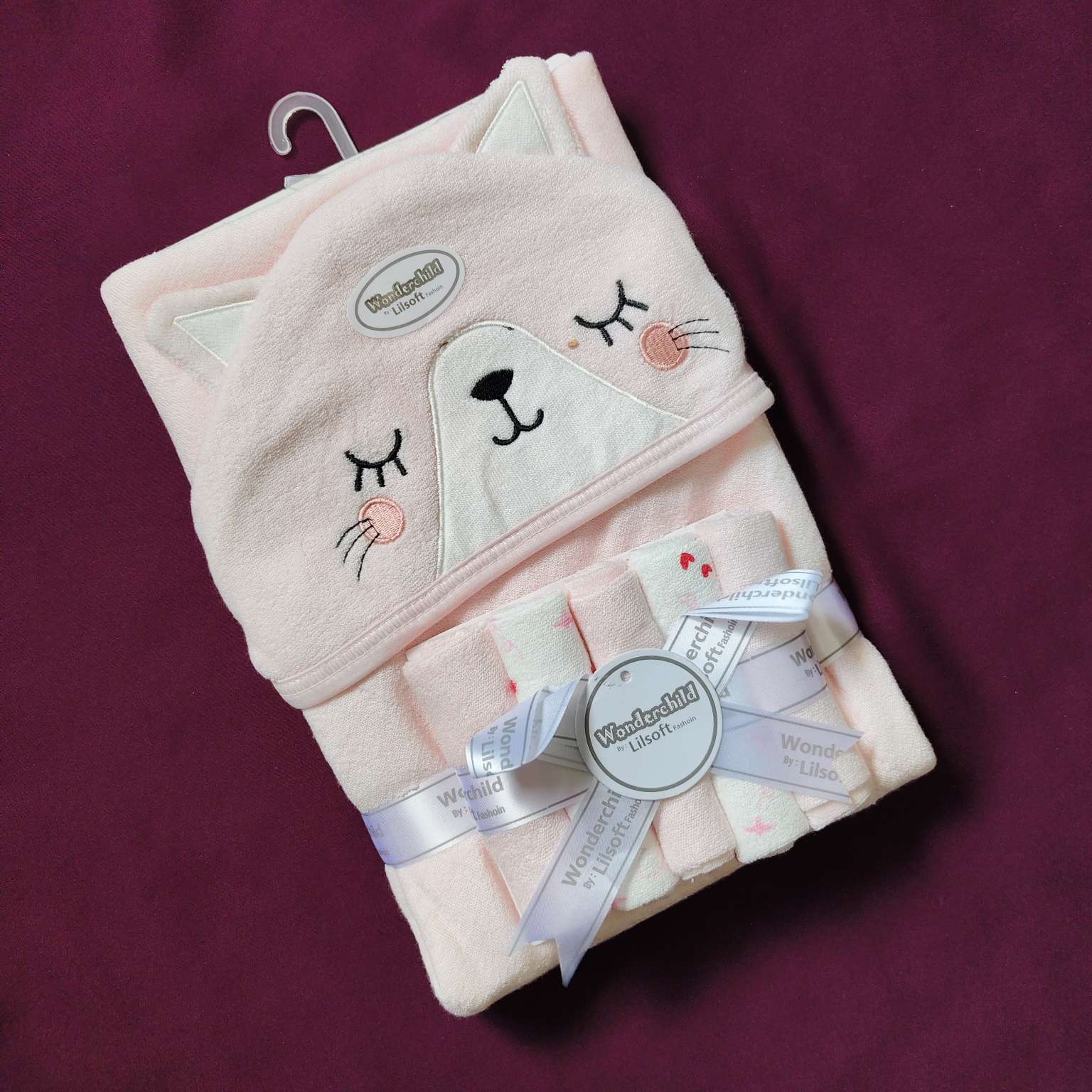 Baby Bath Towel with 5 Face Towels